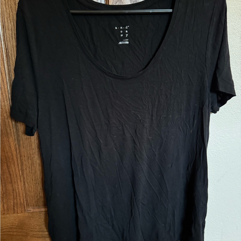A New Day Black Relaxed Ribbed Short Sleeve Tee